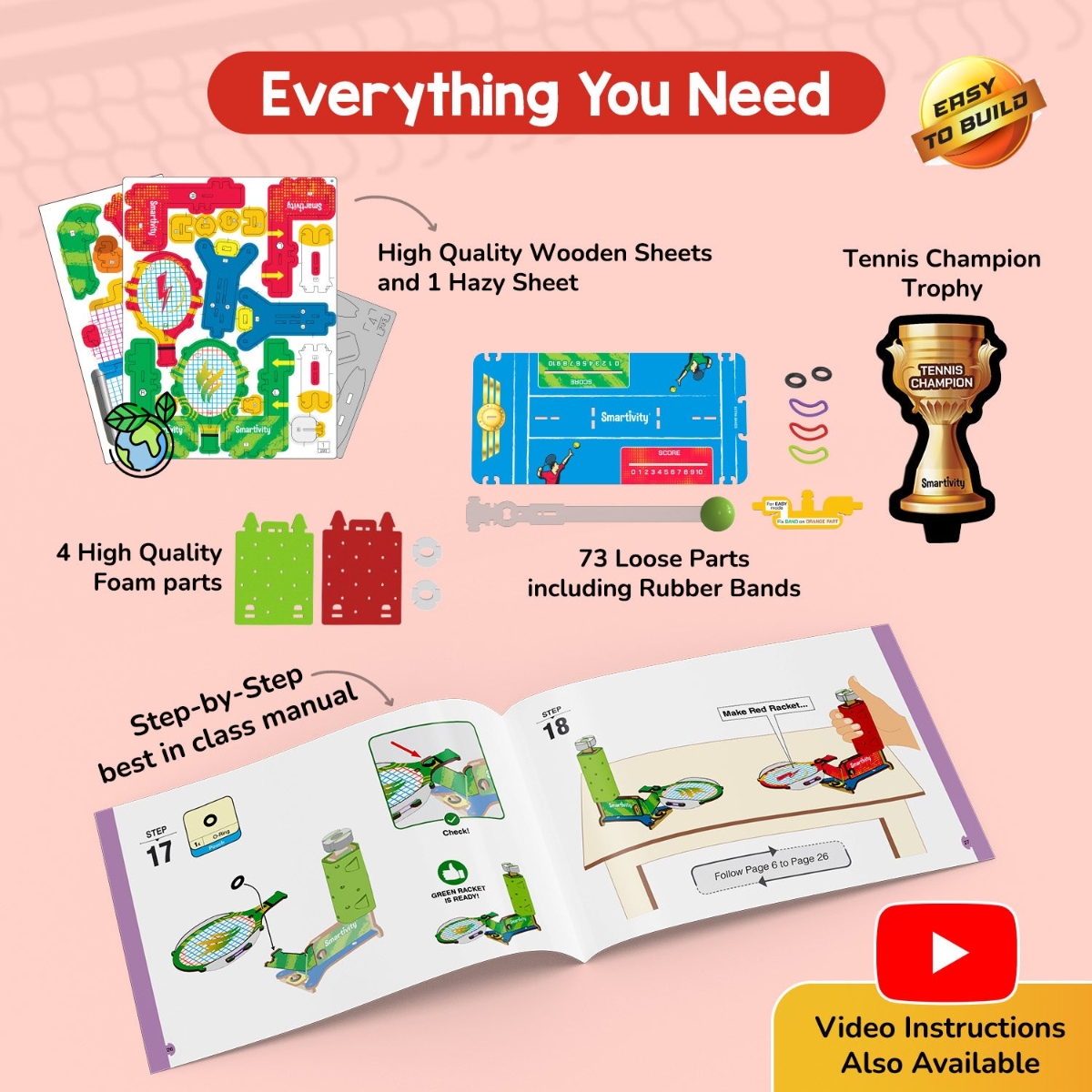 سمارتيفيتي لعبة بناء تنس مصغر للجنسين، 8-10 سنوات