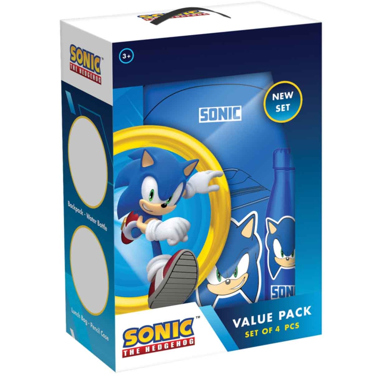 سونيك برايم مجموعة حقيبة ترولي وظهر 4 في 1 مع صندوق غداء وزجاجة ومقلمة