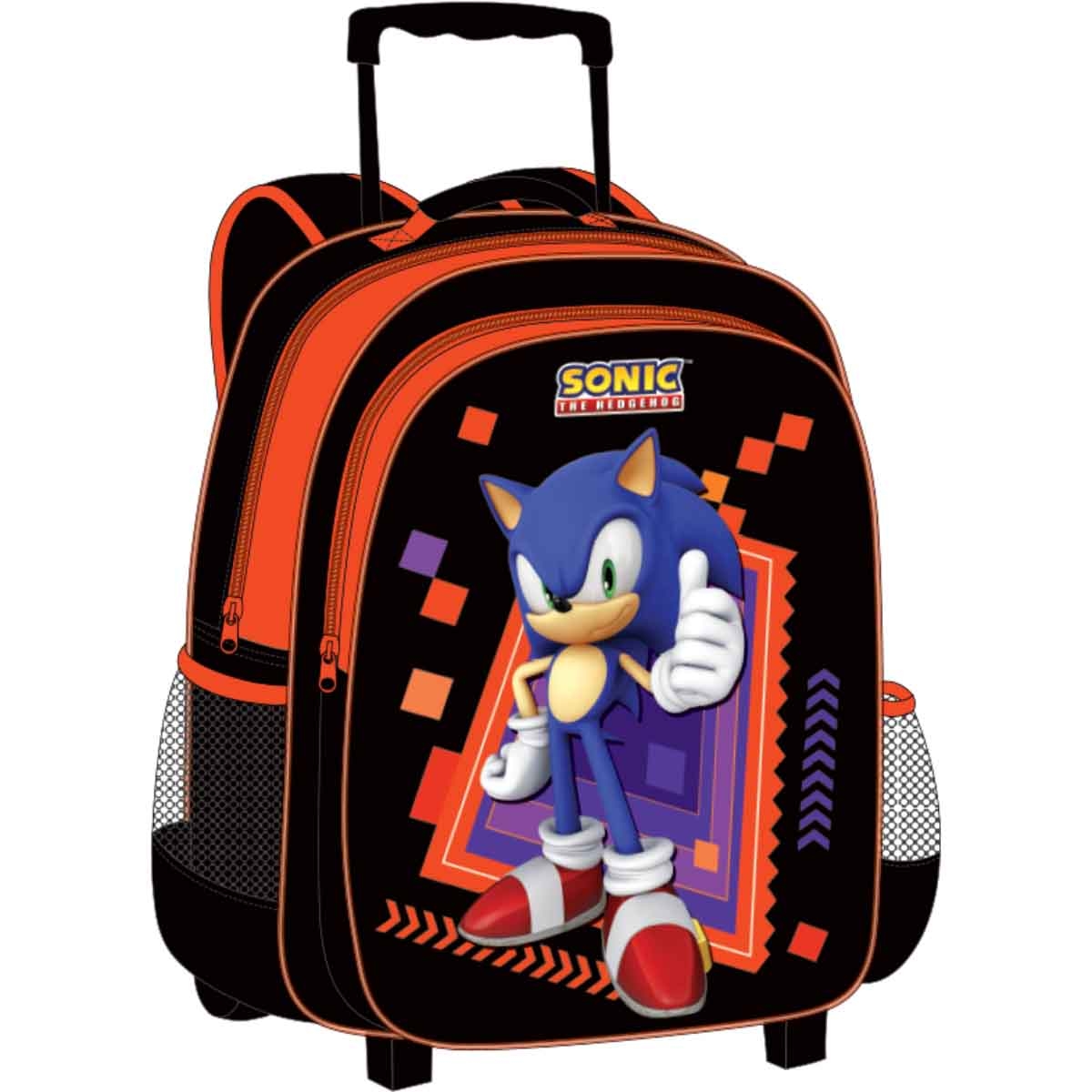 سونيك مجموعة حقيبة ترولي 5 في 1 مقاس 16 انش مع صندوق غداء وزجاجة ومقلمة وحقيبة غداء