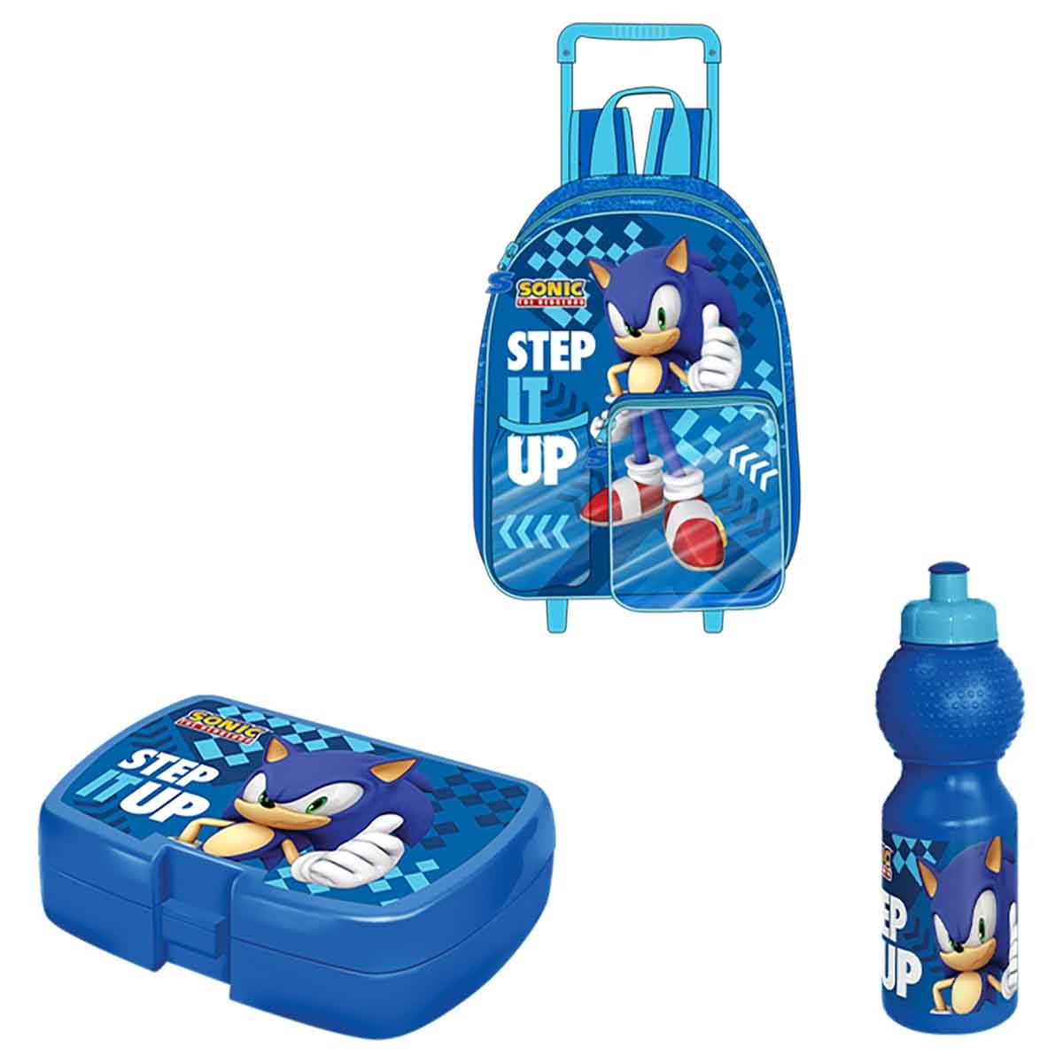 سونيك برايم مجموعة حقيبة ظهر مقاس 14 انش مع صندوق غداء وزجاجة ماء