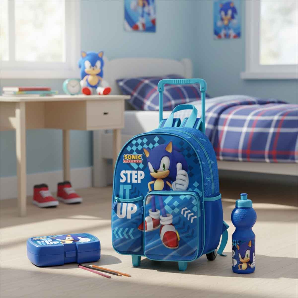 سونيك برايم مجموعة حقيبة ظهر مقاس 14 انش مع صندوق غداء وزجاجة ماء