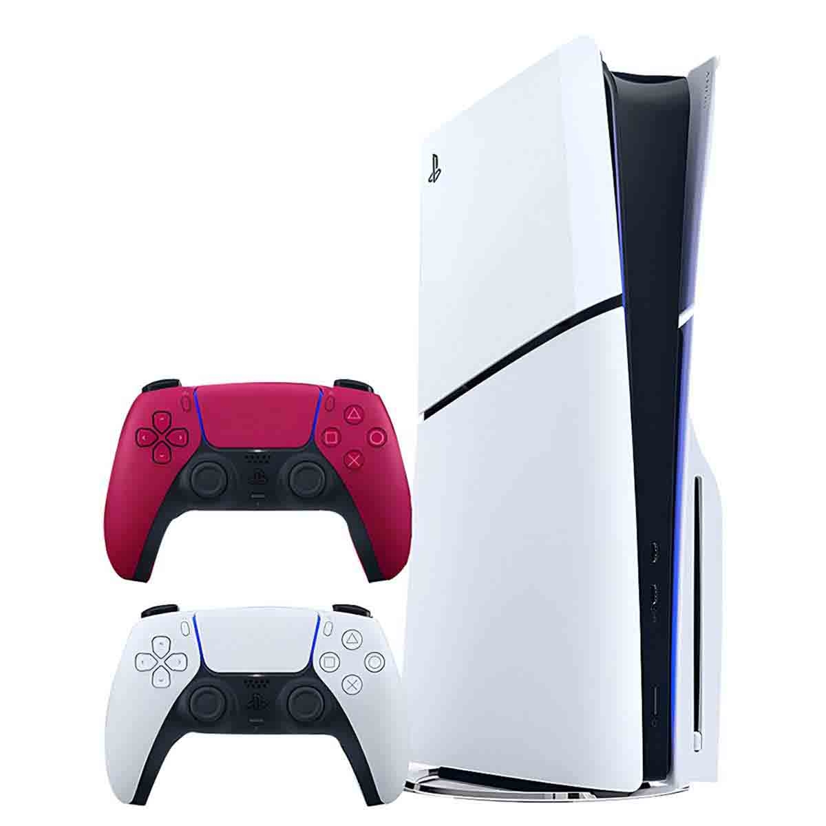 سوني بلايستيشن 5 سليم إصدار القرص مع حزمة وحدة تحكم أحمر إضافية