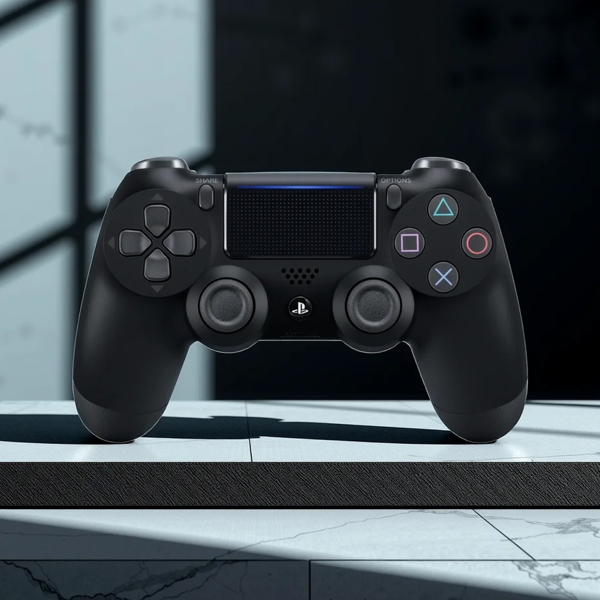 سوني وحدة تحكم لاسلكية دوال شوك 4 بلون أسود نفاث متوافقة مع بلايستيشن 4