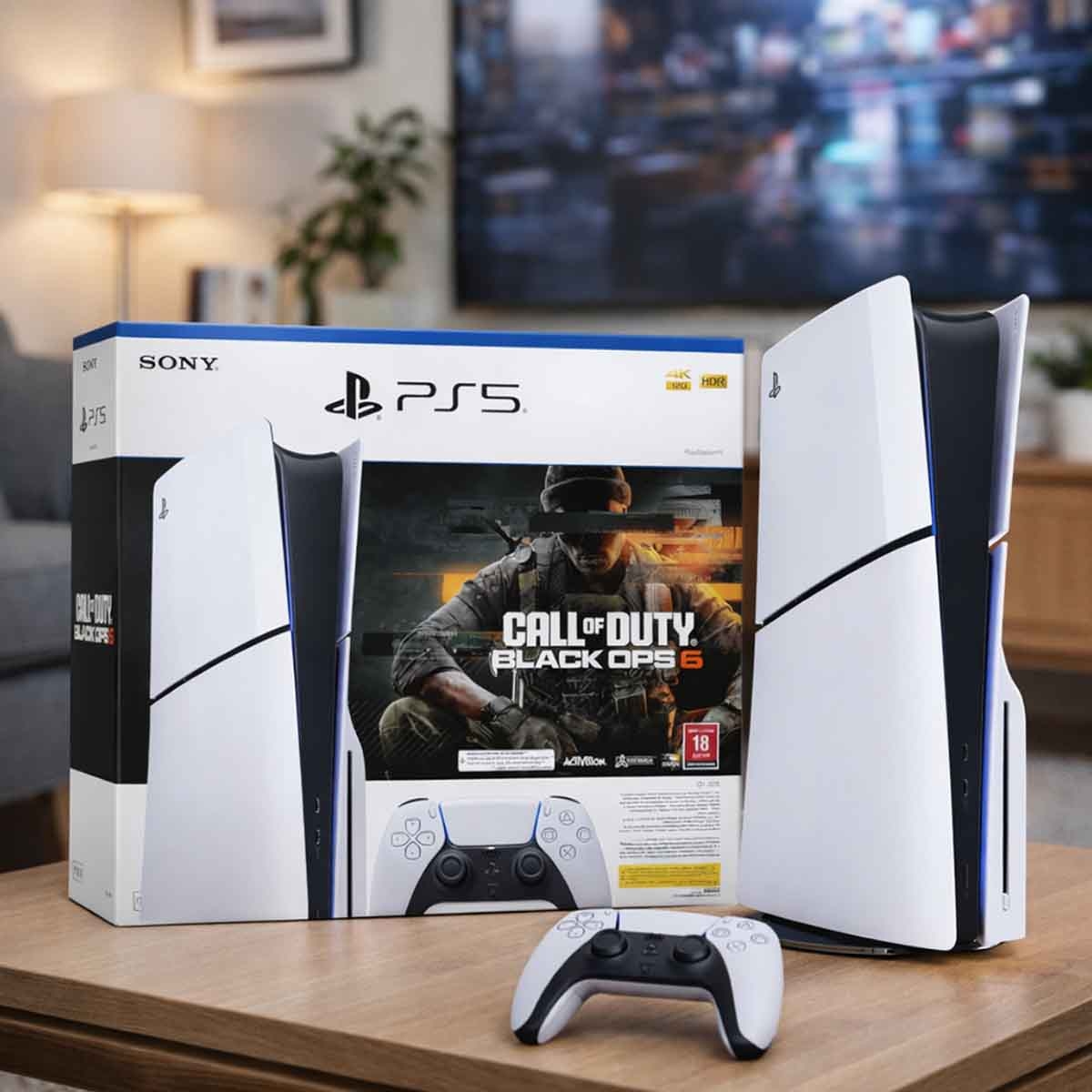 سوني بلايستيشن 5 قرص بلو-راي (نسخة السعودية) مع حزمة قسيمة اللعبة الكاملة كول أوف ديوتي بلاك أوبس 6