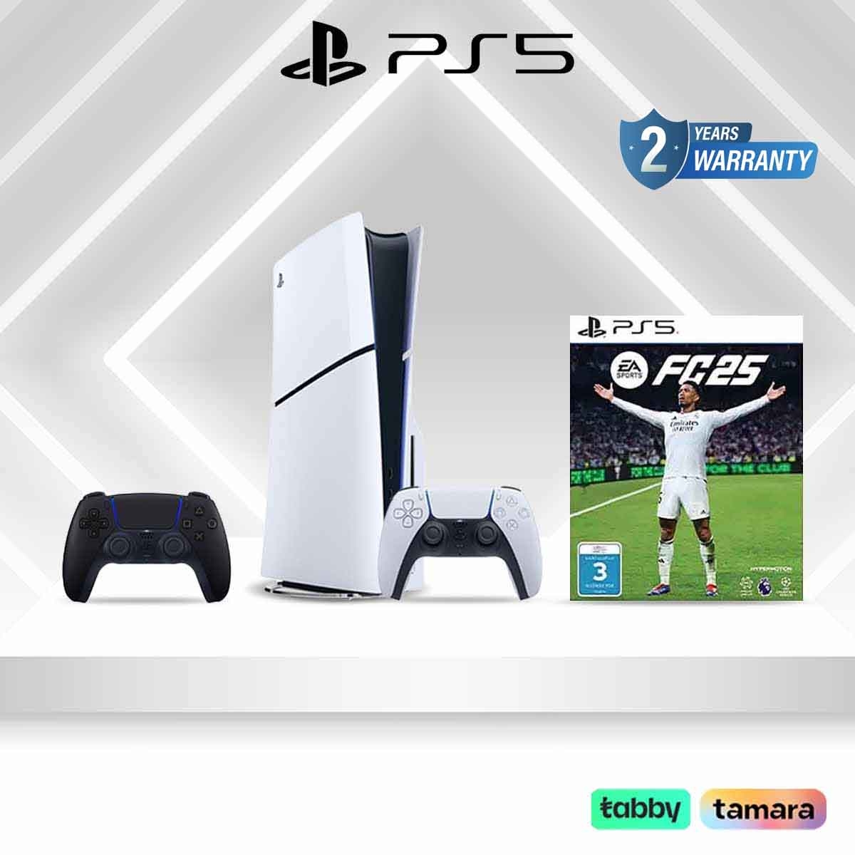 Sony PS5 Slim Disc Version with Additional Black Controller and FC 25 Bundle