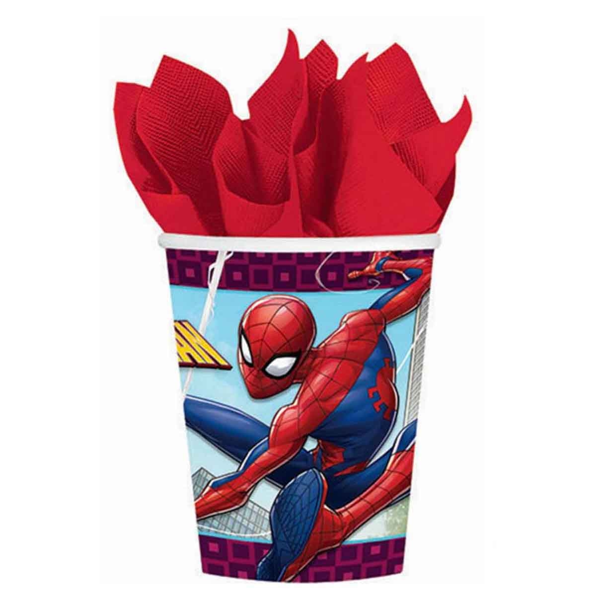 سبايدر مان مجموعة أكواب ورقية 9 أونص ويبيد عدد 8 قطع