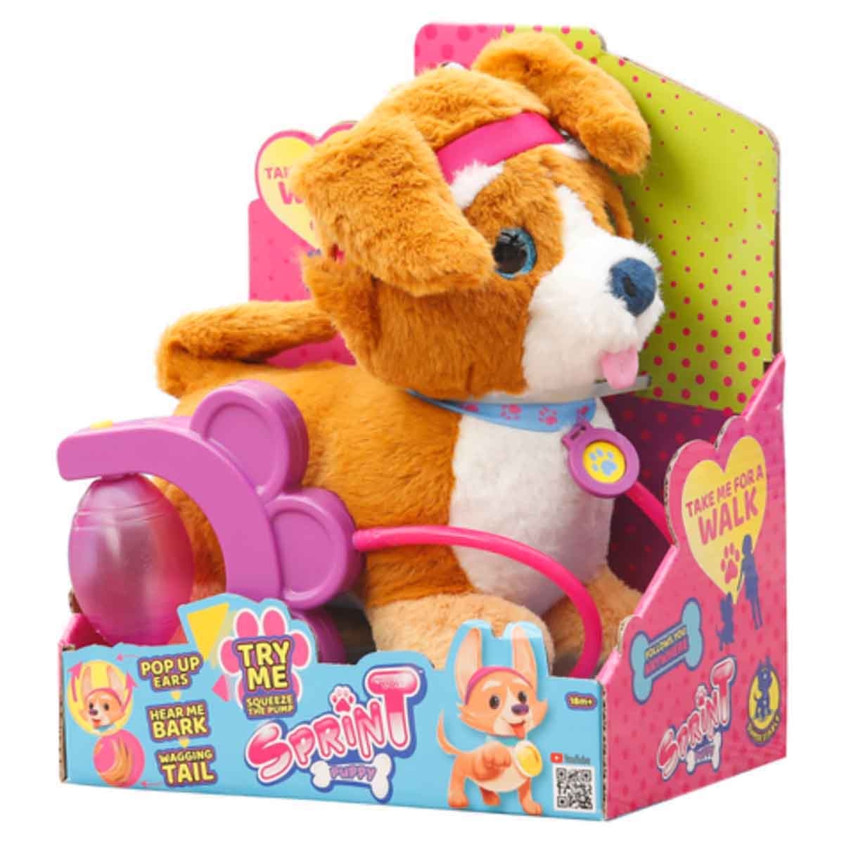 سبرنت دمية محشوة جرو كورجي مع حبل سحب للأطفال من عمر 0-2 سنة