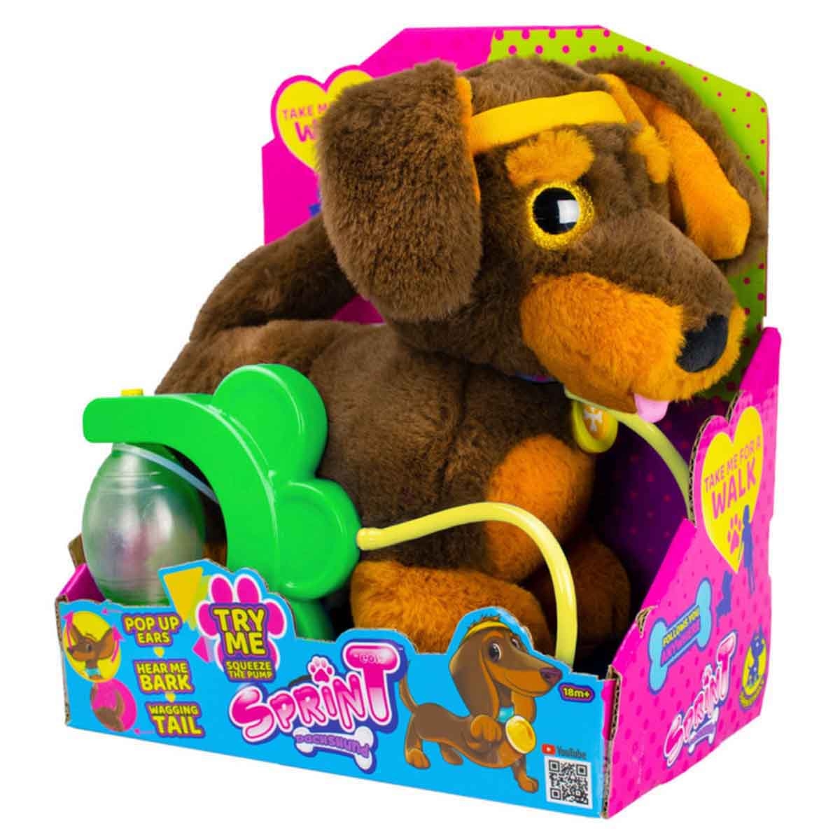 سبرنت دمية محشوة جرو داشهند مع حبل سحب للأطفال من عمر 0-2 سنة