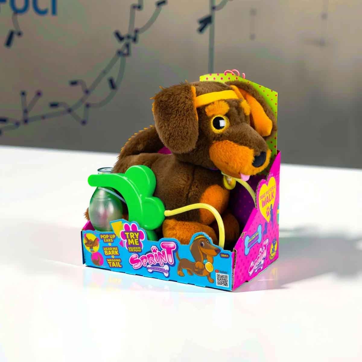 سبرنت دمية محشوة جرو داشهند مع حبل سحب للأطفال من عمر 0-2 سنة