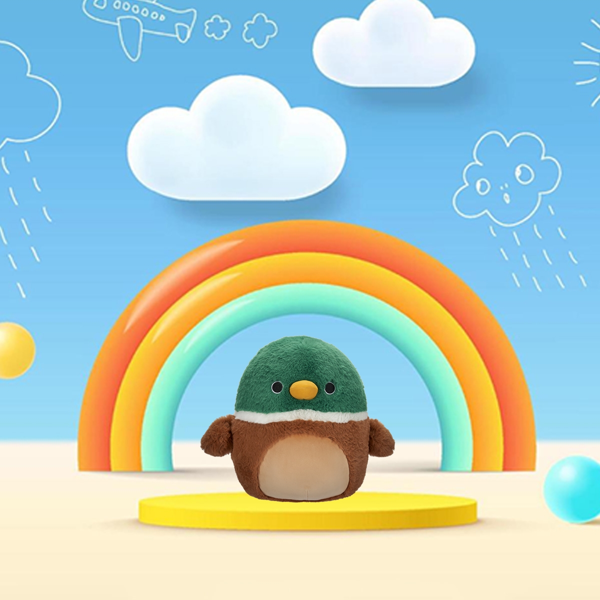 سكويشمالوز لعبة محشوة 12 إنش، أفري البطة، للجنسين، من عمر 3 إلى 4 سنوات