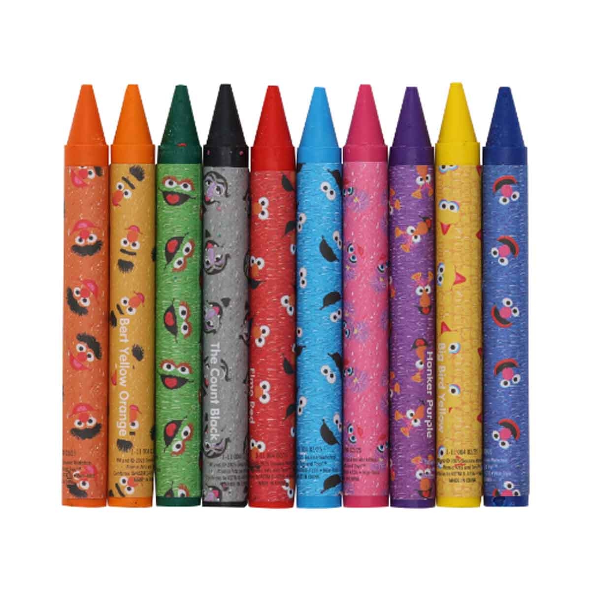 سيزام ستريت أقلام شمع كبيرة مكونة من 10 ألوان، للجنسين، للأعمار من 3 إلى 4 سنوات