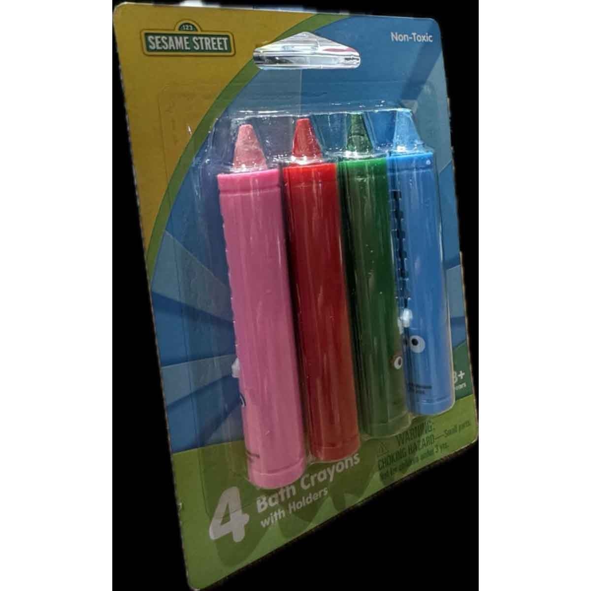 سيزام ستريت أقلام شمع قابلة للغسل للاستحمام مكونة من 10 ألوان، للجنسين، للأعمار من 3 إلى 4 سنوات