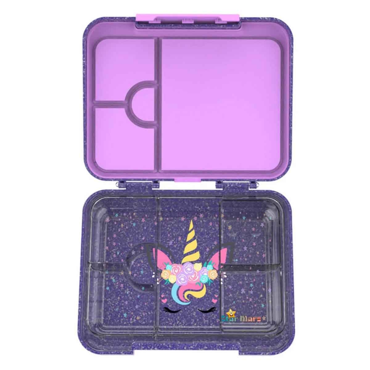ستارمارز صندوق غداء بنتو لامع بتصميم وحيد القرن سعة 1195 مل للجنسين، من 3 إلى 4 سنوات