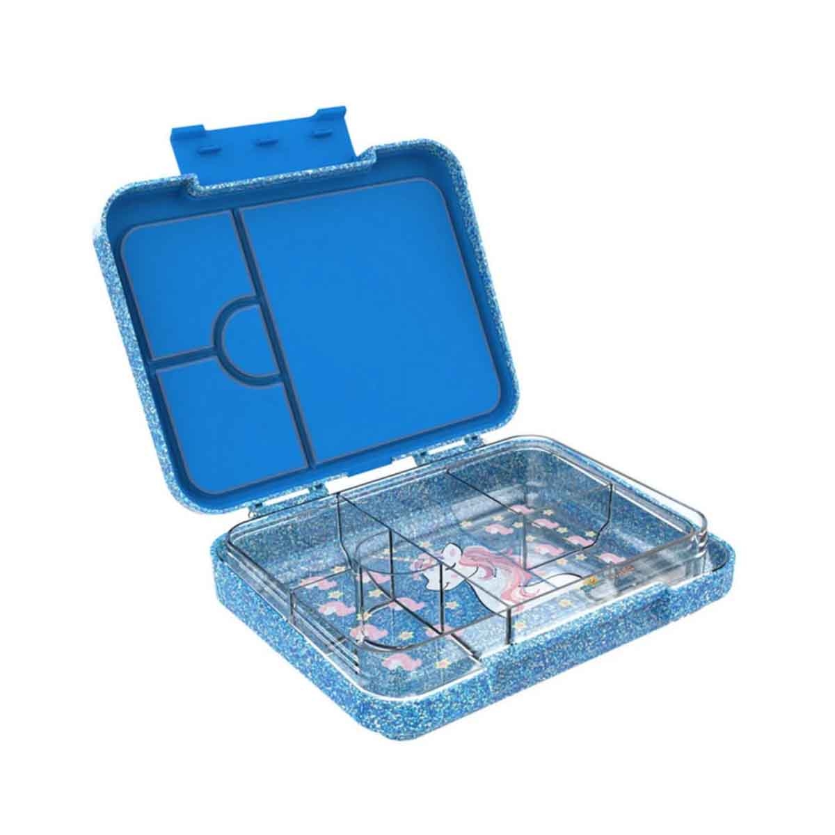 ستارمارز صندوق غداء بنتو لامع بتصميم وحيد القرن سعة 1195 مل موديل F5-G10042024BLU للجنسين، من 3 إلى 4 سنوات