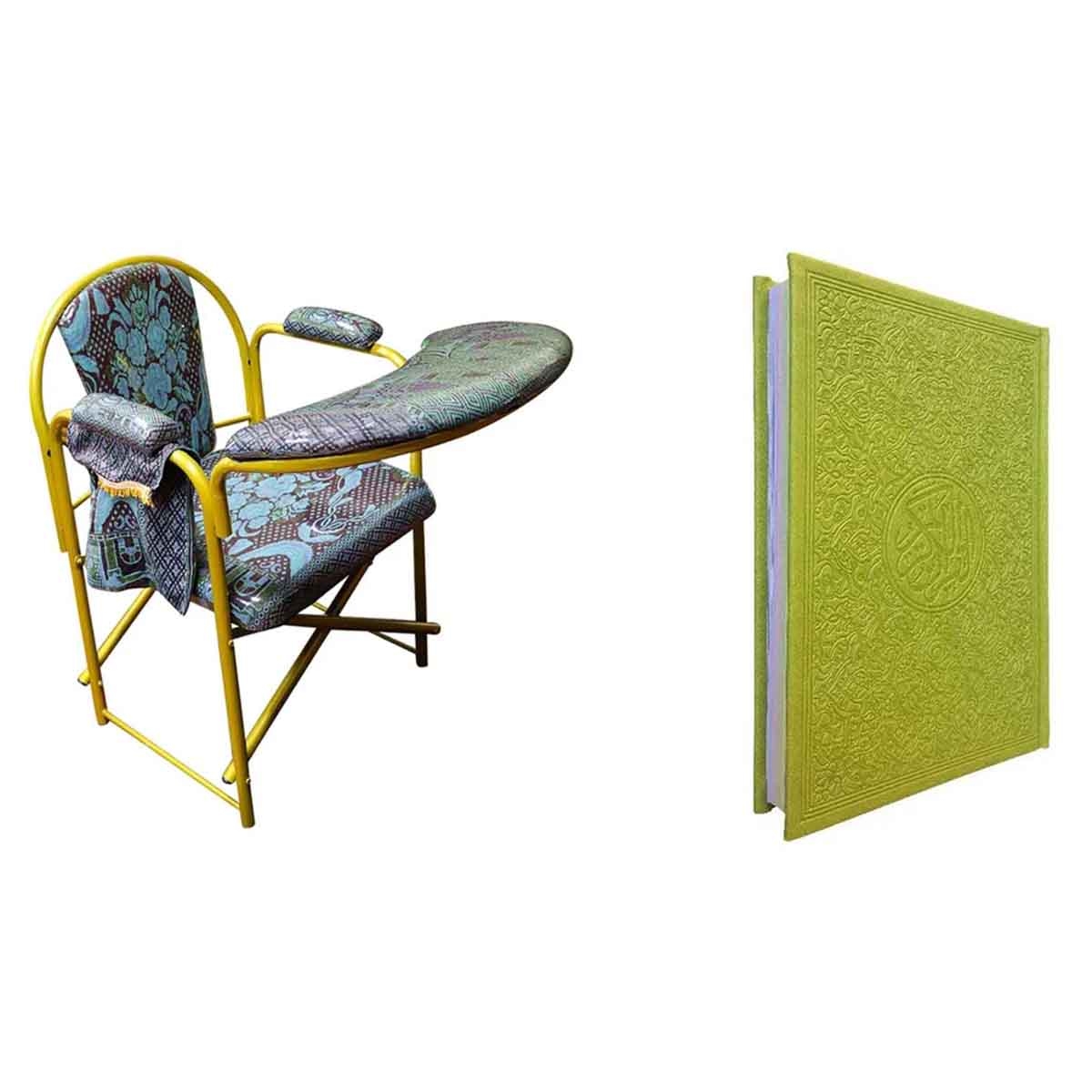 سندس مجموعة كرسي صلاة أزرق مع مصحف تفسير ملون 17/24