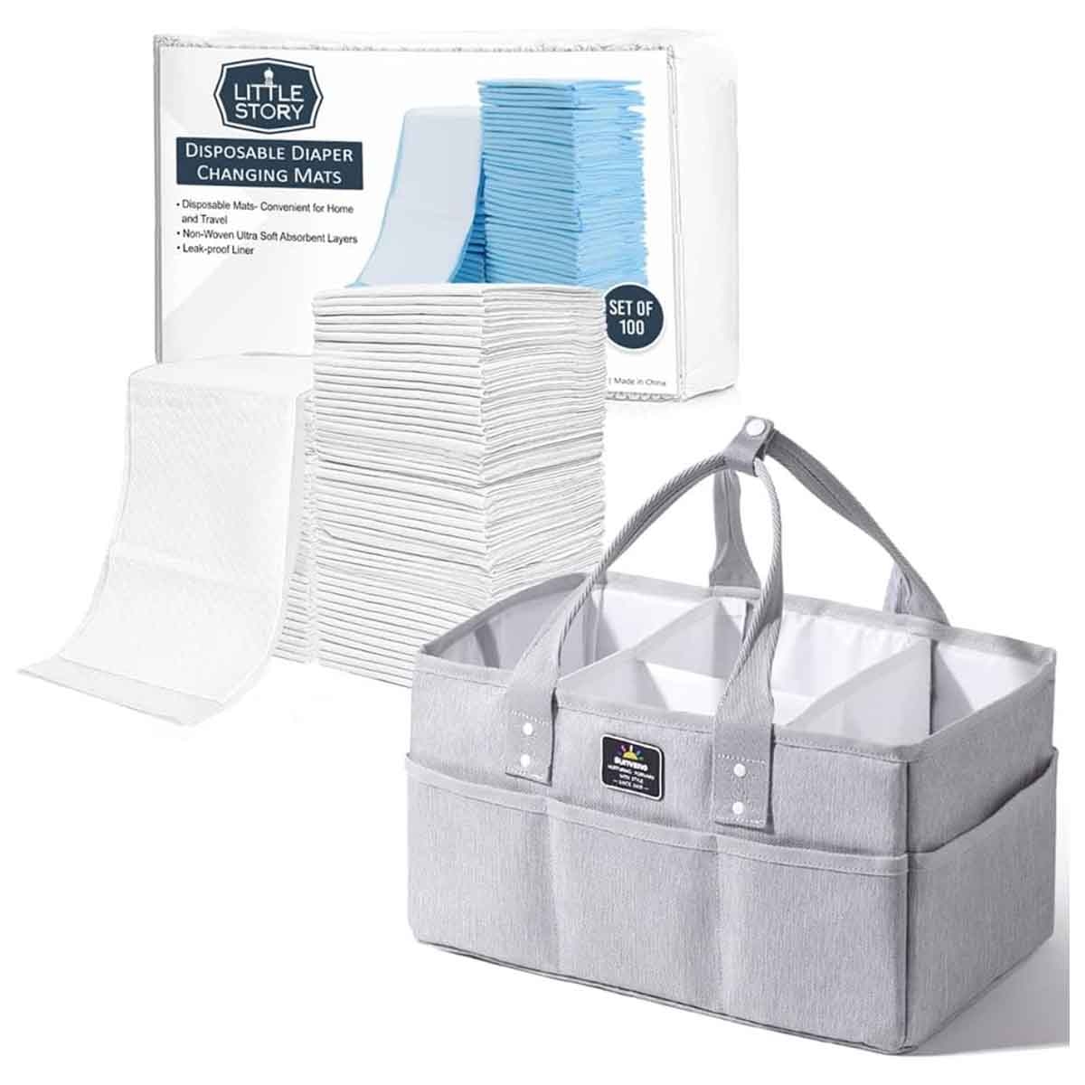 سنفينو منظم حفاضات مع 100 قطعة من فرش التبديل القابلة للاستخدام مرة واحدة