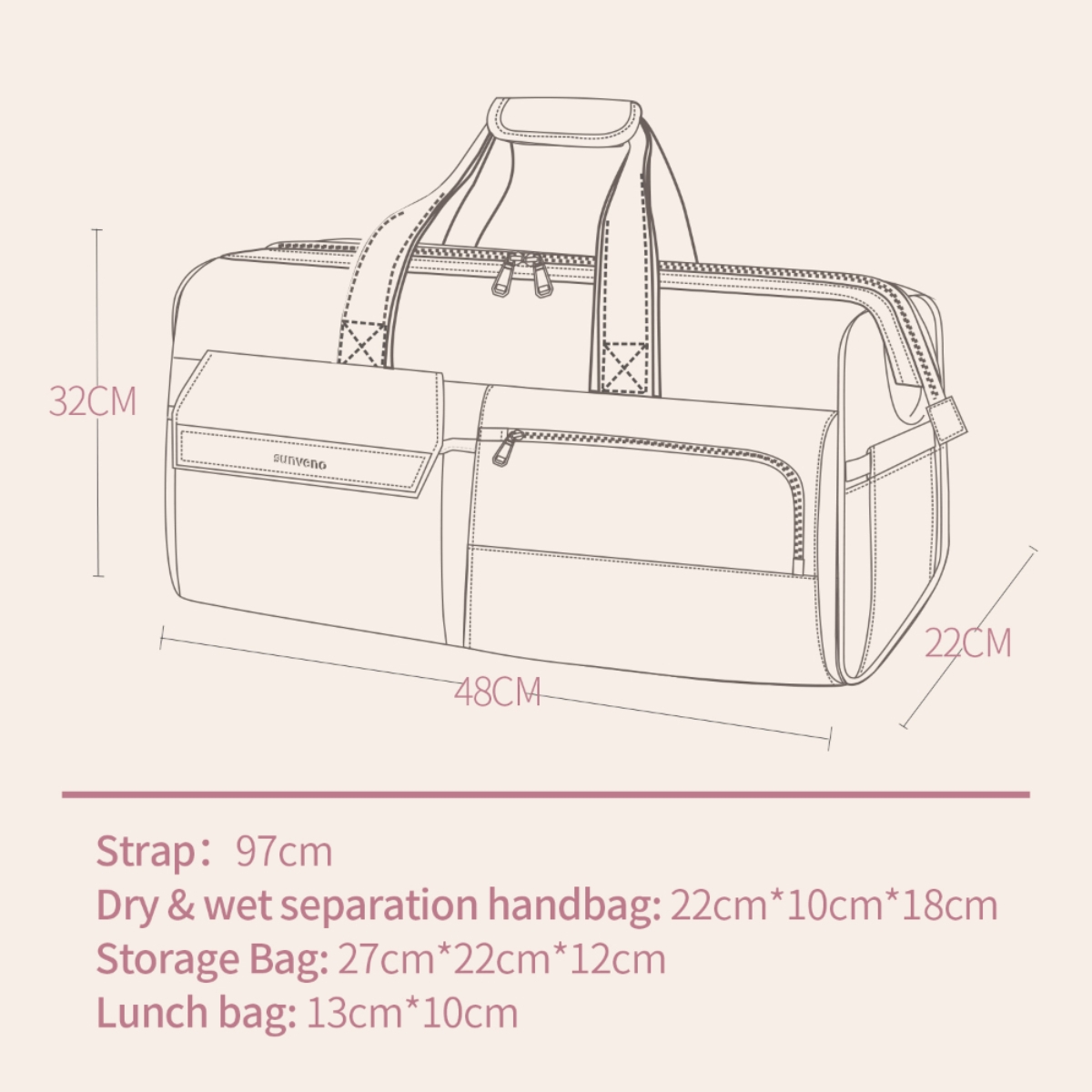 صنفينو حقيبة سفر 3 في 1 باللون الرمادي للجنسين من عمر 13 سنة فما فوق