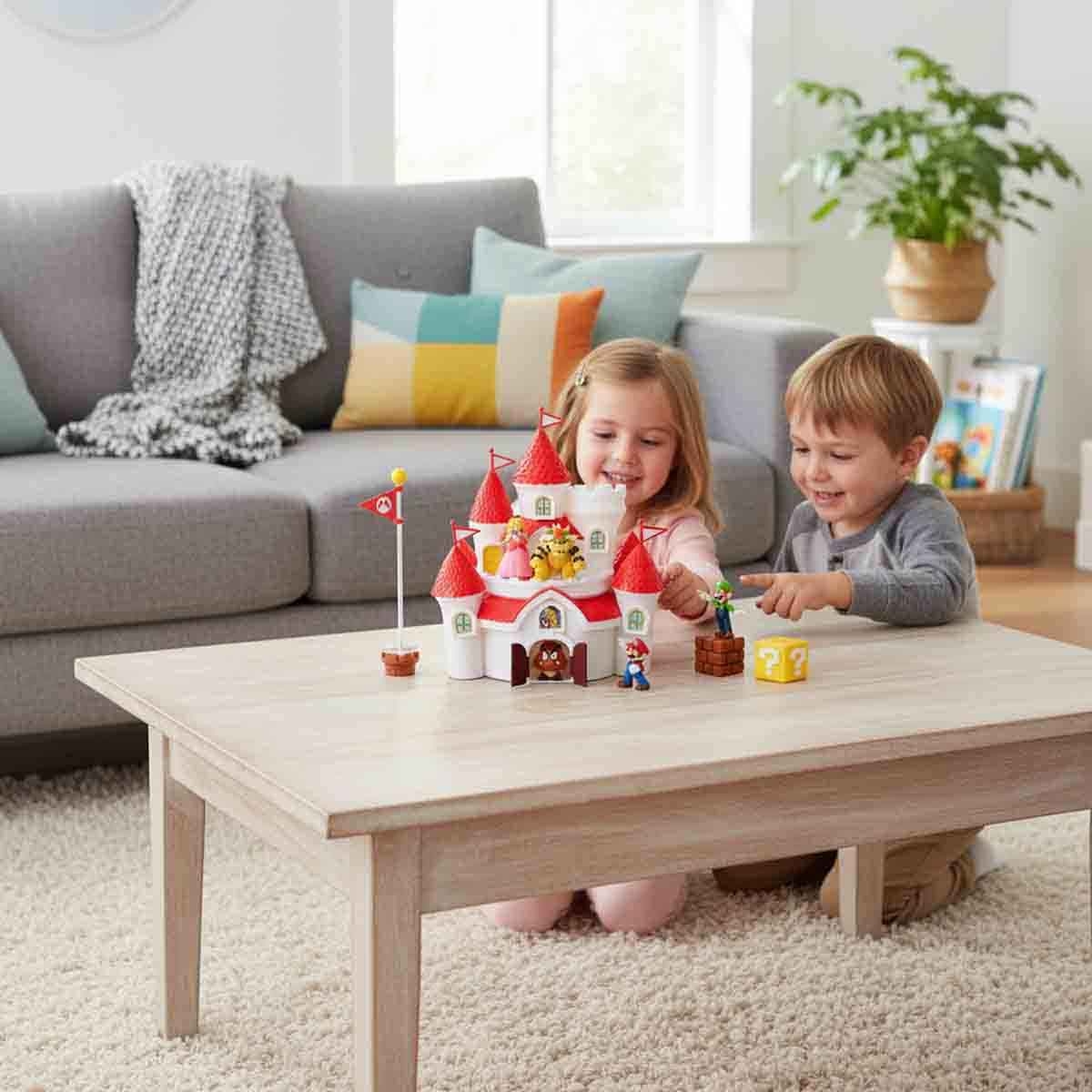 سوبر ماريو مجموعة لعب مملكة الفطر ديلوكس مقاس 2 انش للاطفال من عمر 3-4 سنوات