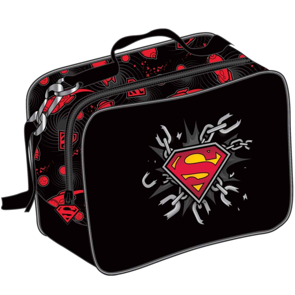 دي سي سوبرمان مجموعة حقيبة ظهر سوبرهيرو 4 في 1 مع زجاجة وحقيبة غداء ومقلمة