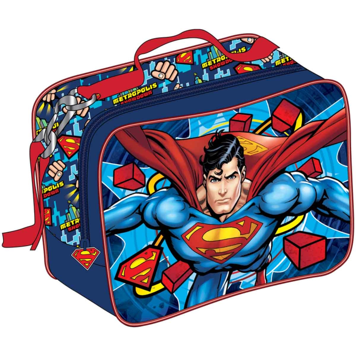 دي سي سوبرمان حقيبة غداء مدرسية معزولة بتصميم سوبرهيرو
