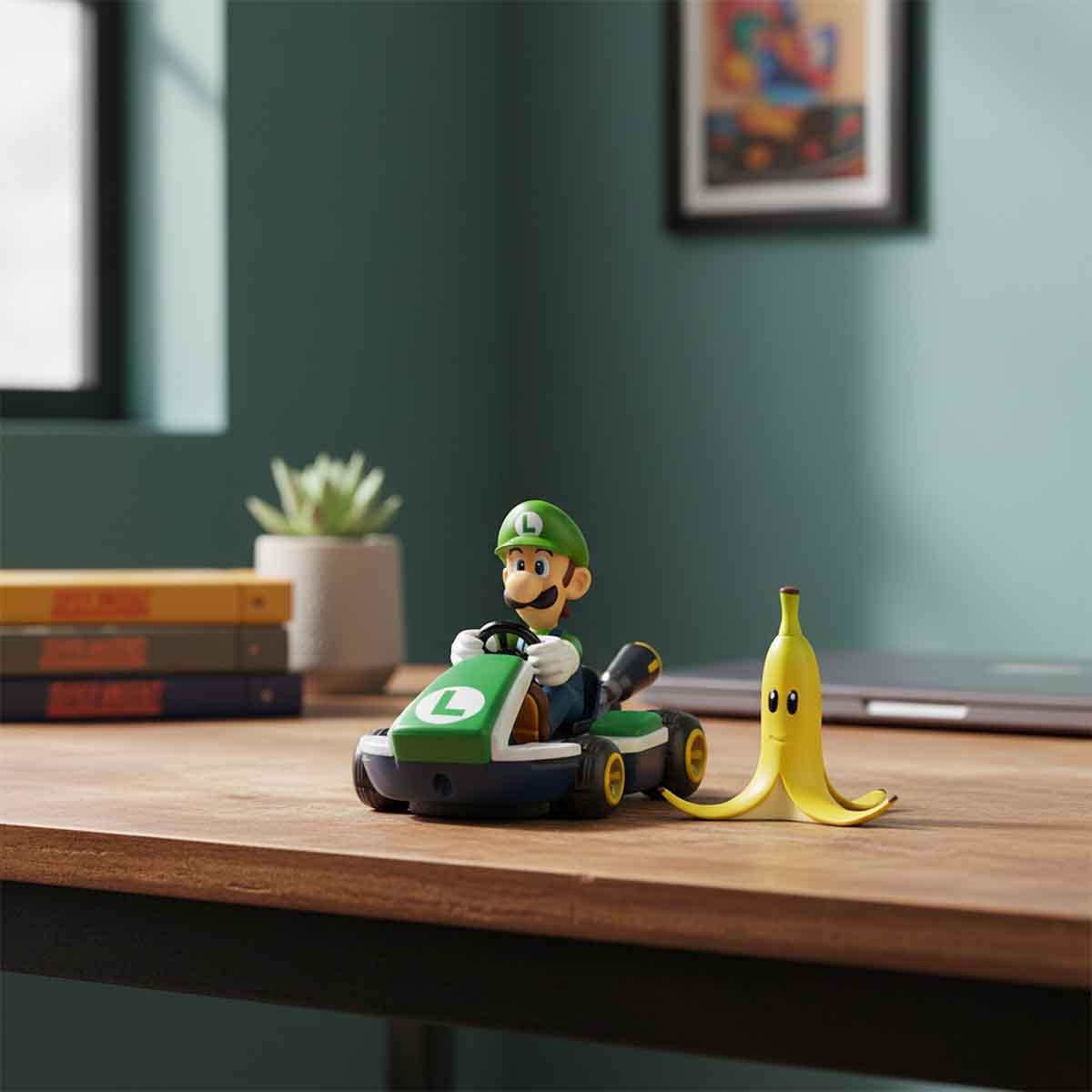 سوبر ماريو مجموعة شخصيات أكشن 2 قطع مع سيارة كارت لويجي سبين أوت 2.3 انش للجنسين، 3-4 سنوات