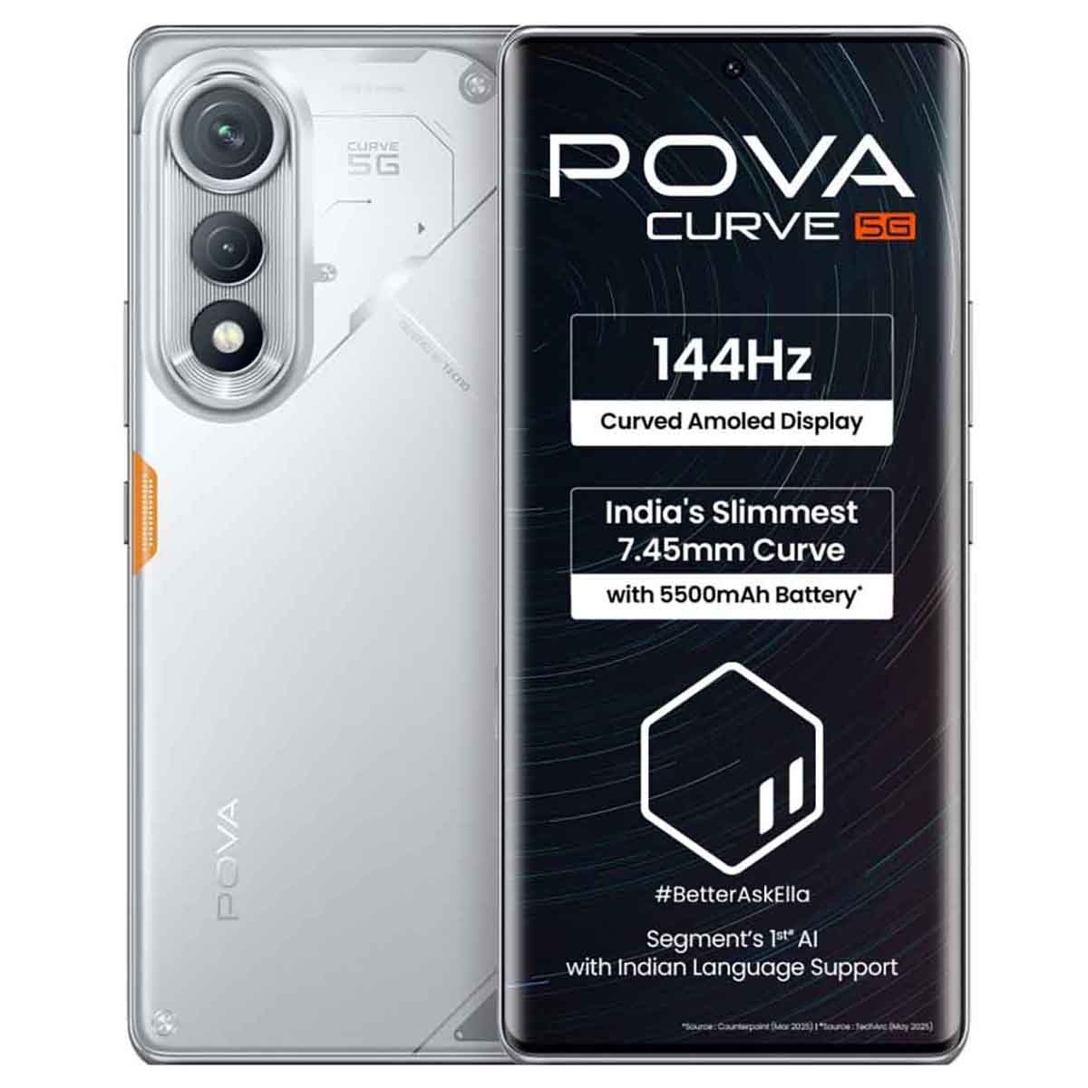 تكنو بوفا كيرف جوال أندرويد فايف جي (رام 8 جيجابايت، تخزين 256 جيجابايت) – فضي