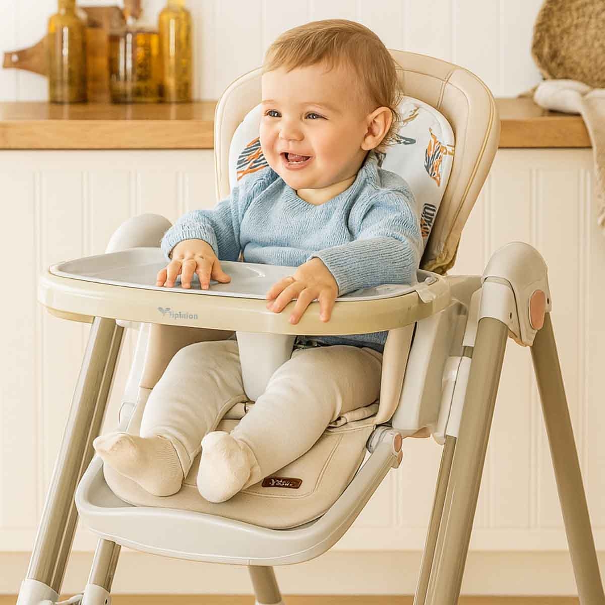 تيكنوم أرجوحة 5-في-1 باللون العاجي مع كرسي طعام وعجلات قابلة للقفل