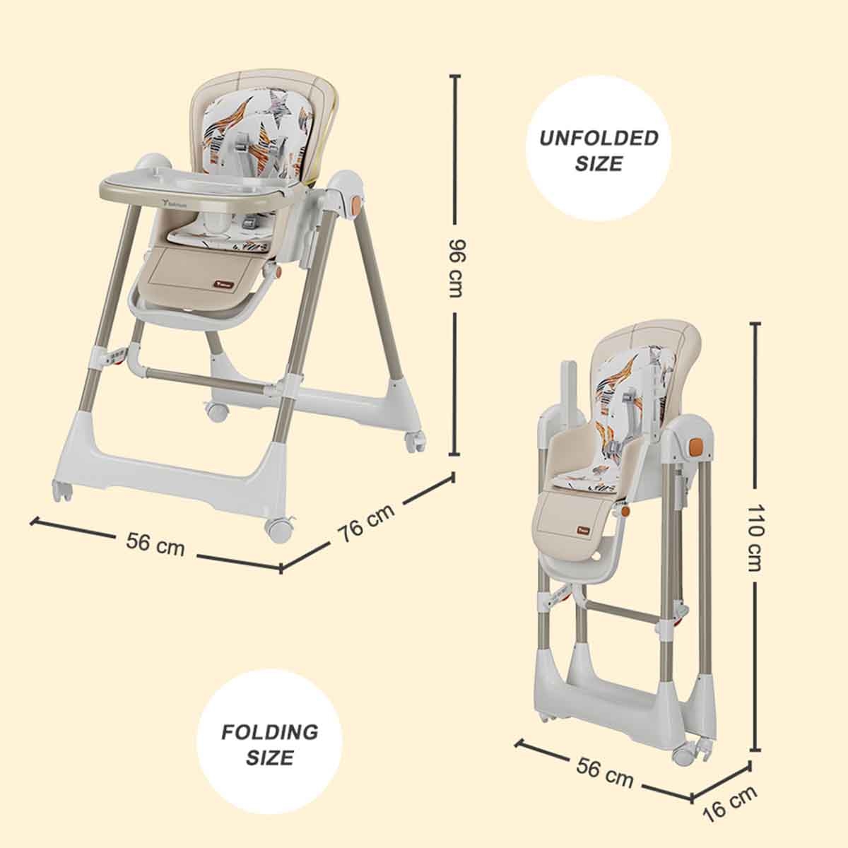 تيكنوم أرجوحة 5-في-1 باللون العاجي مع كرسي طعام وعجلات قابلة للقفل