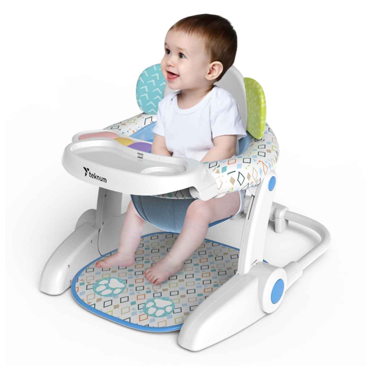 تيكنوم كرسي طعام محمول مع وضعية استرخاء للأطفال بتصميم فيل، 0-2 سنة