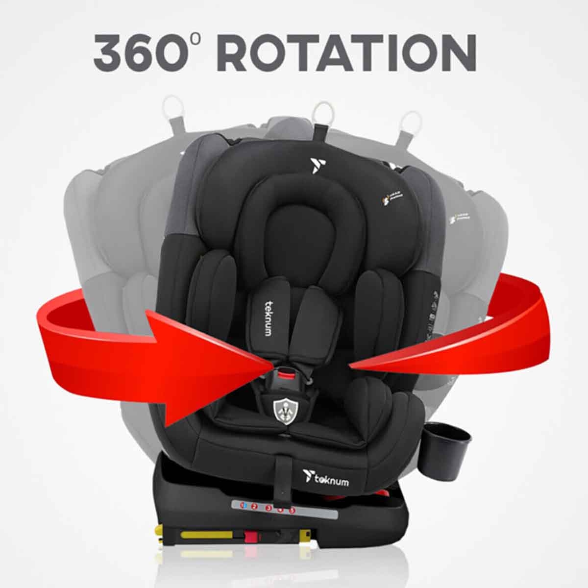 تيكنوم مقعد سيارة إيفولف 360 درجة باللون الأسود مع نظام Isofix مناسب من عمر 0 إلى 2 سنة
