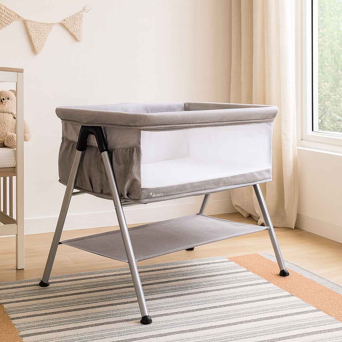 تيكنوم سرير جانبي توأم فيلو 2 باللون الرمادي للأطفال 0-2 سنوات