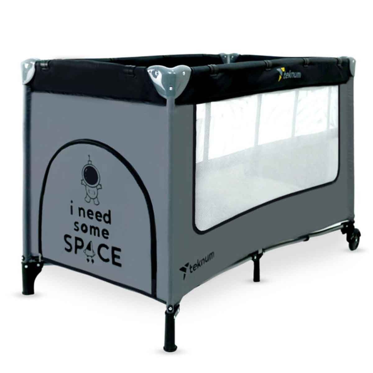 تيكنوم سرير وملعب أطفال بتصميم رائد فضاء رمادي للأطفال، 0-2 سنة