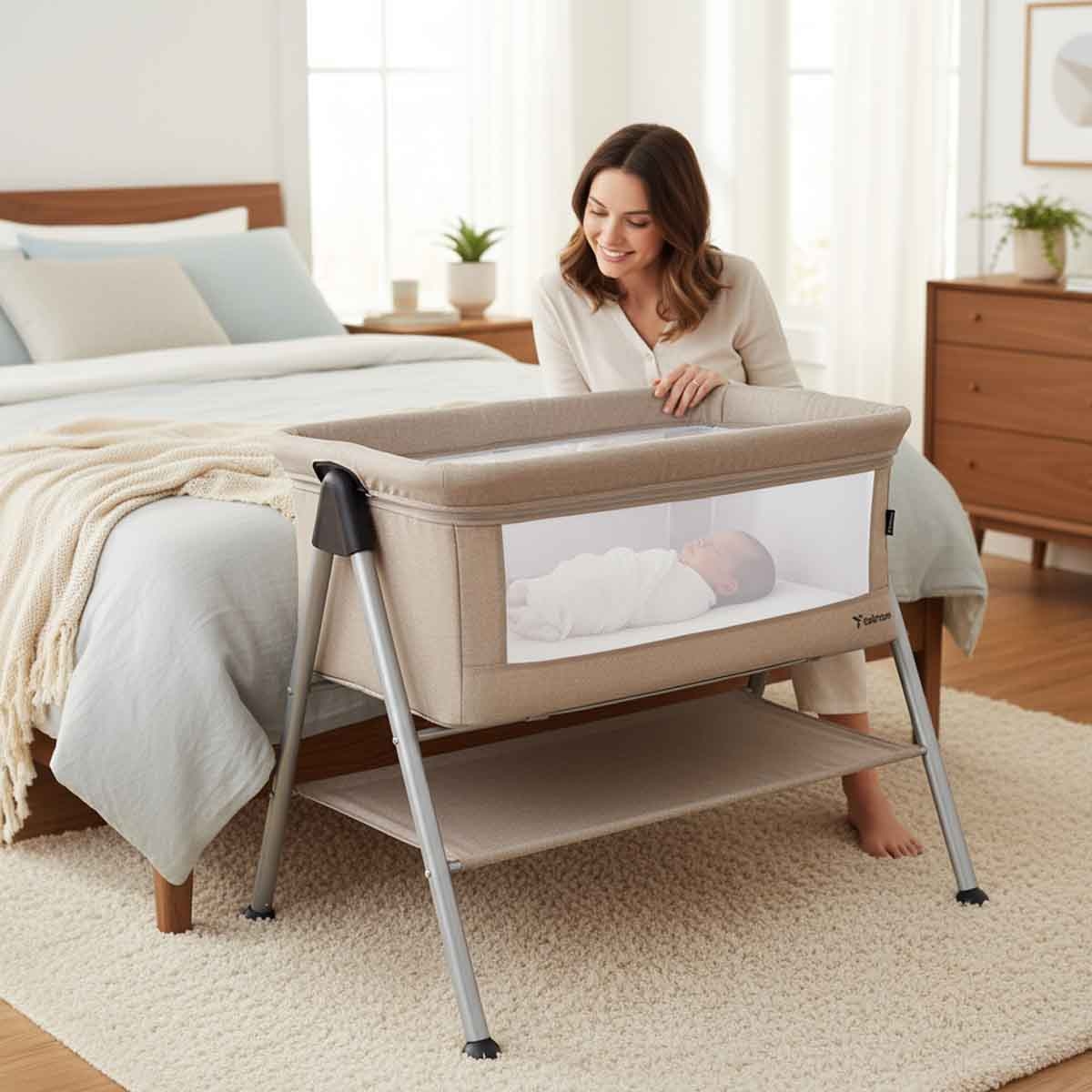 تيكنوم سرير جانبي سليبسِن 2 بلون عاجي للأطفال، 0-2 سنة