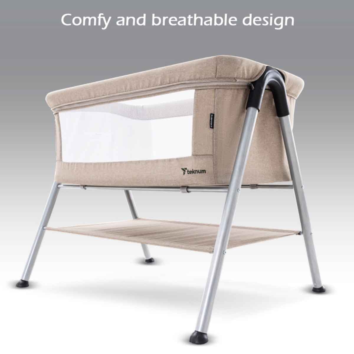 تيكنوم سرير جانبي سليبسِن 2 بلون عاجي للأطفال، 0-2 سنة