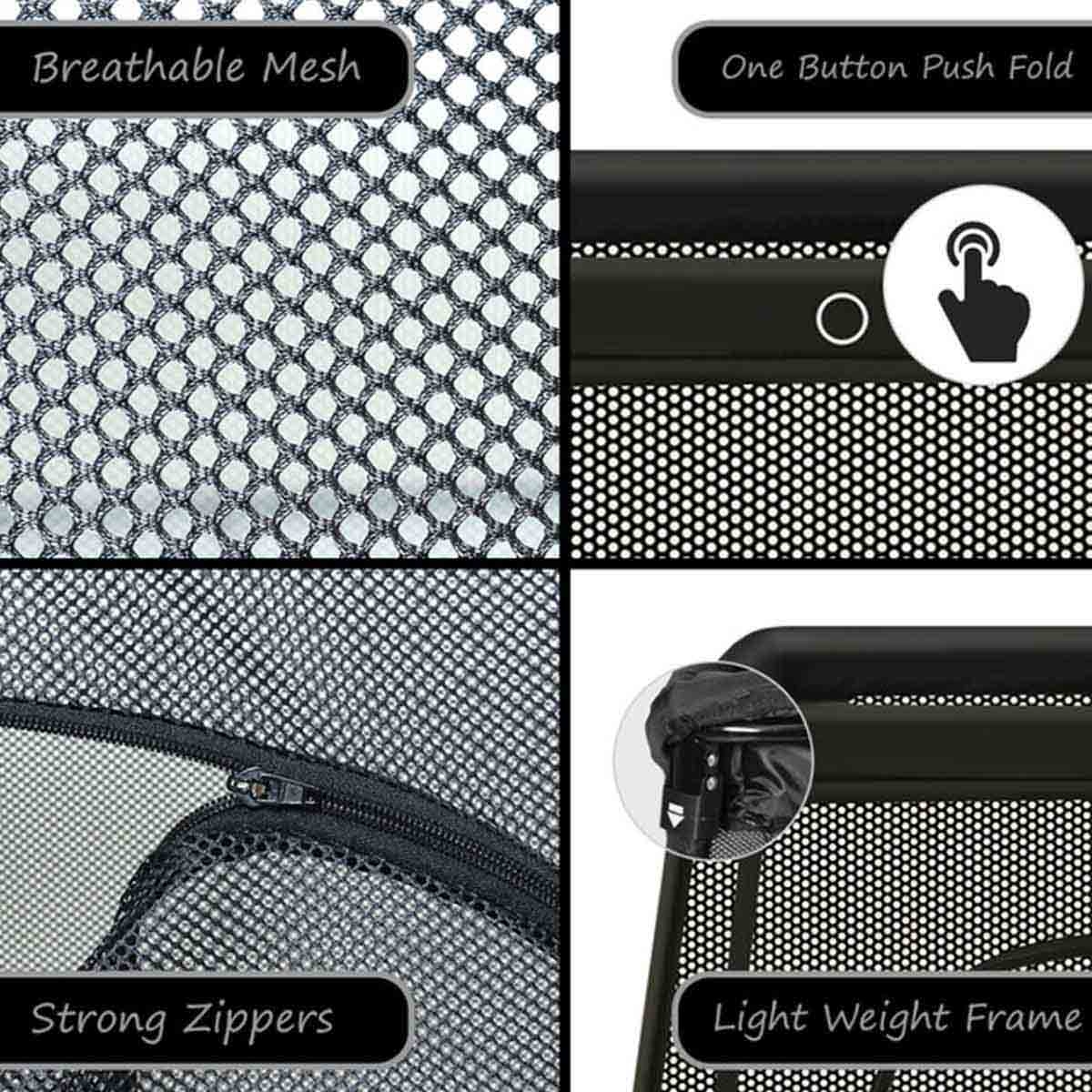 تيكنوم سرير متنقل قابل للطي باللون الأسود مع باب بسحاب وحقيبة حمل