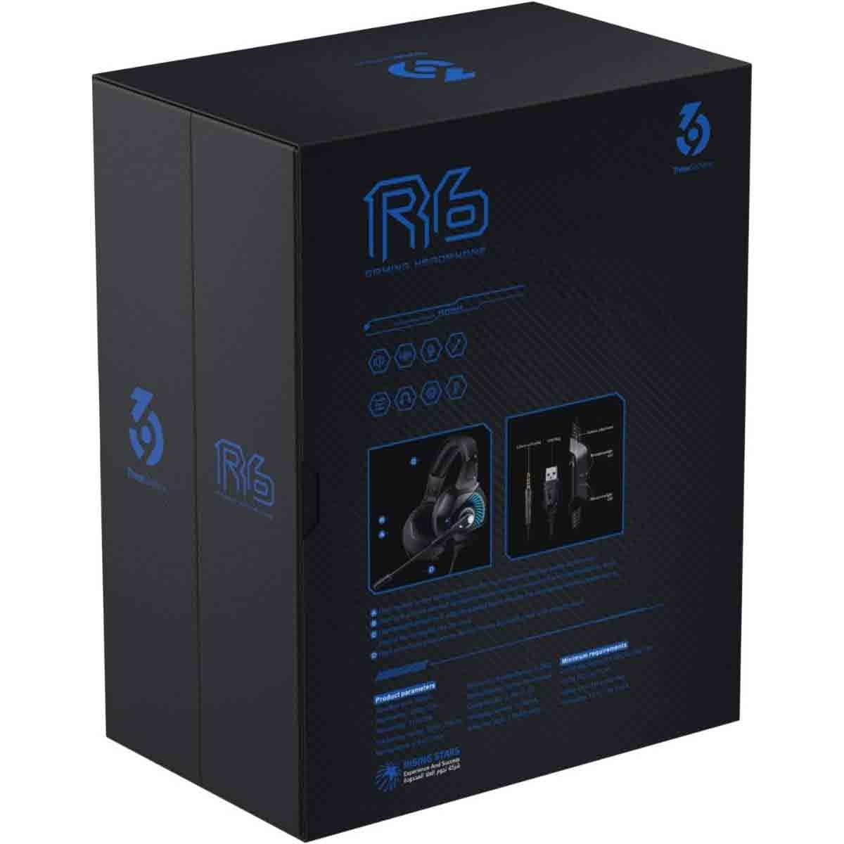 369 R6 بروفيشنال سماعة رأس سلكية للألعاب فوق الأذن أزرق/أسود