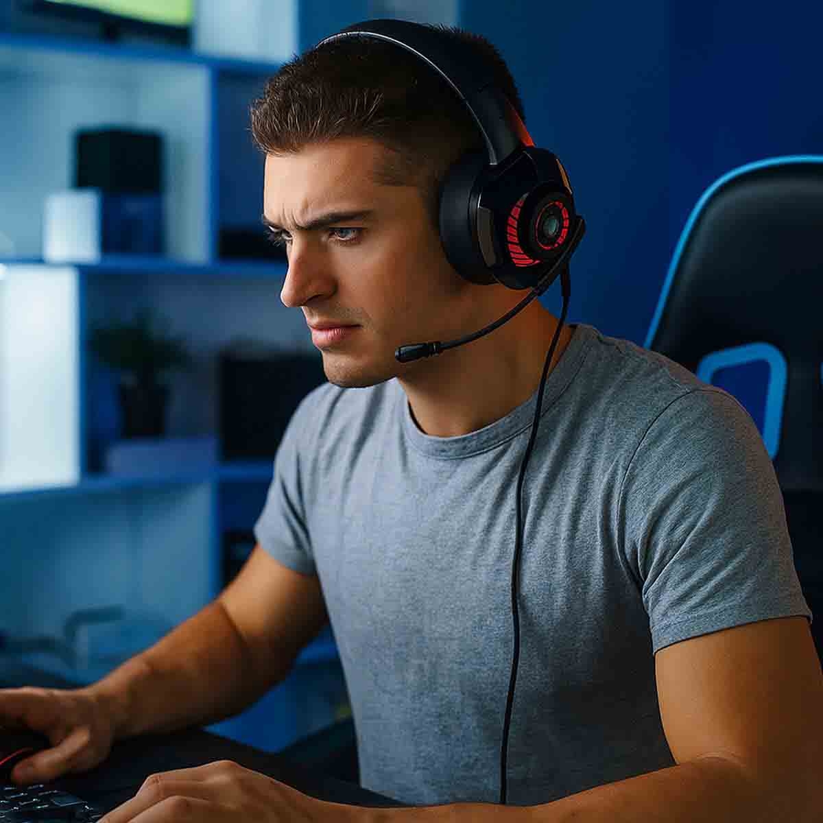 369 R6 بروفيشنال سماعة رأس سلكية للألعاب فوق الأذن أحمر/أسود