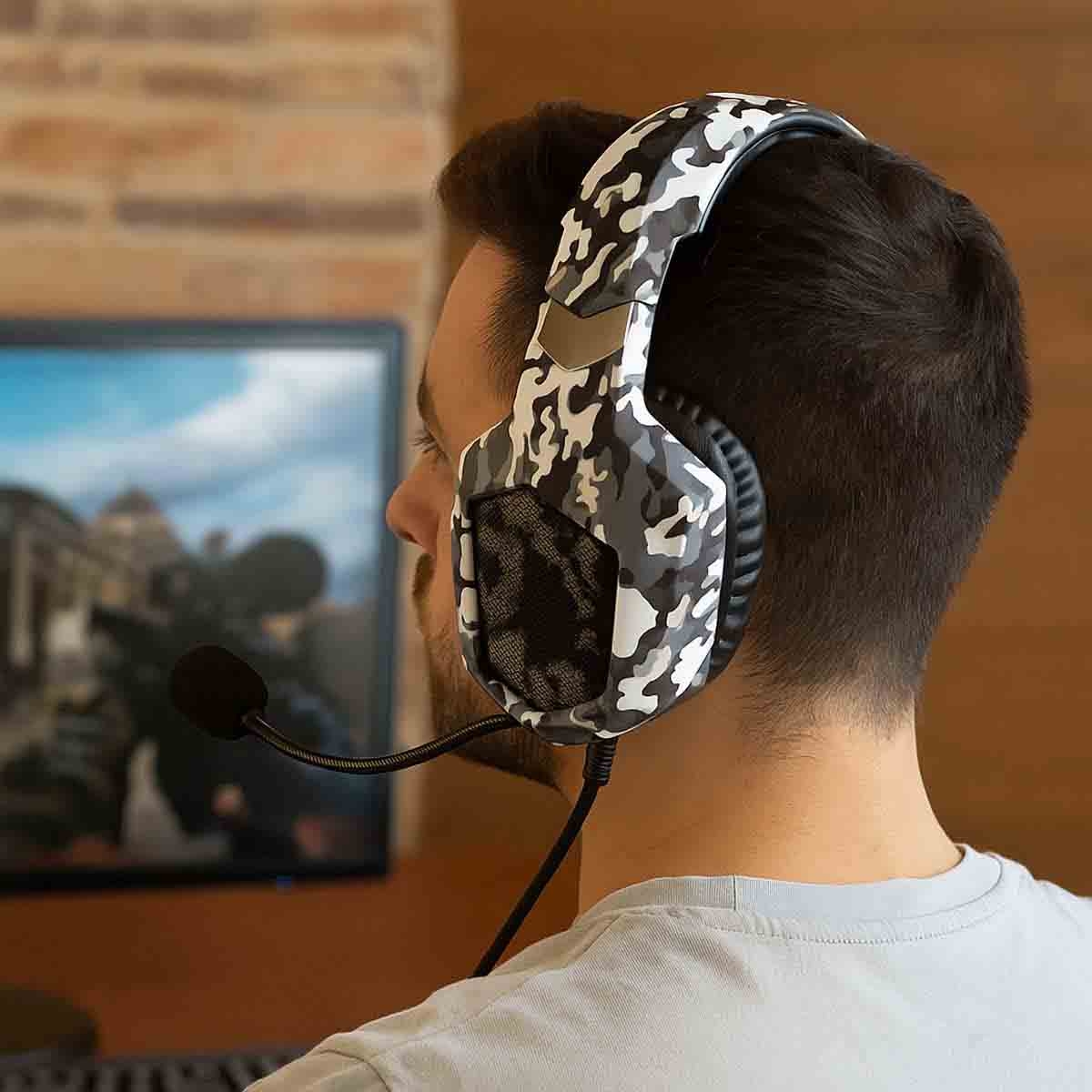 369 R8 بروفيشنال سماعة رأس سلكية للألعاب فوق الأذن أبيض مموه