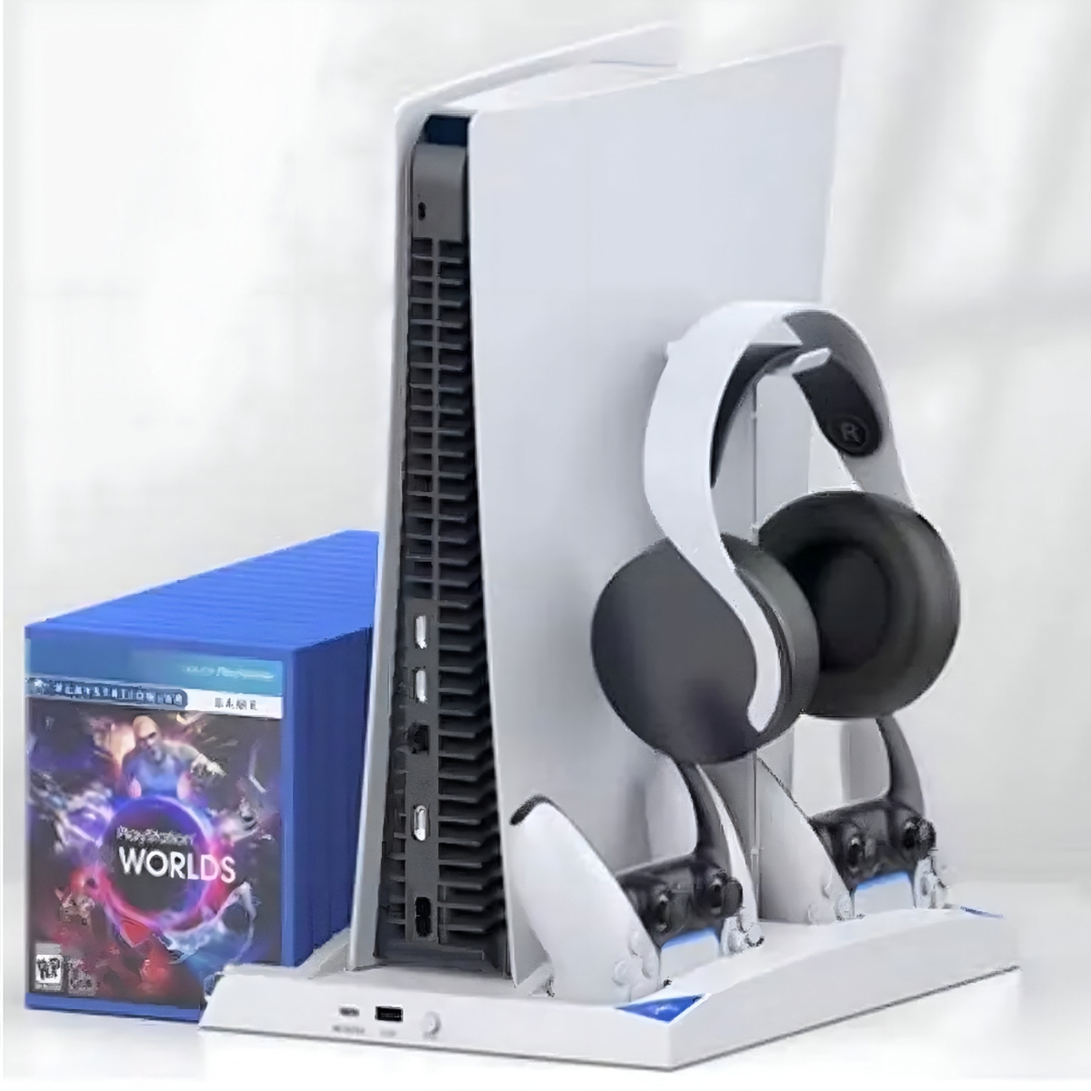 369 قاعدة شحن عمودية باللون الأبيض لبلايستيشن 5