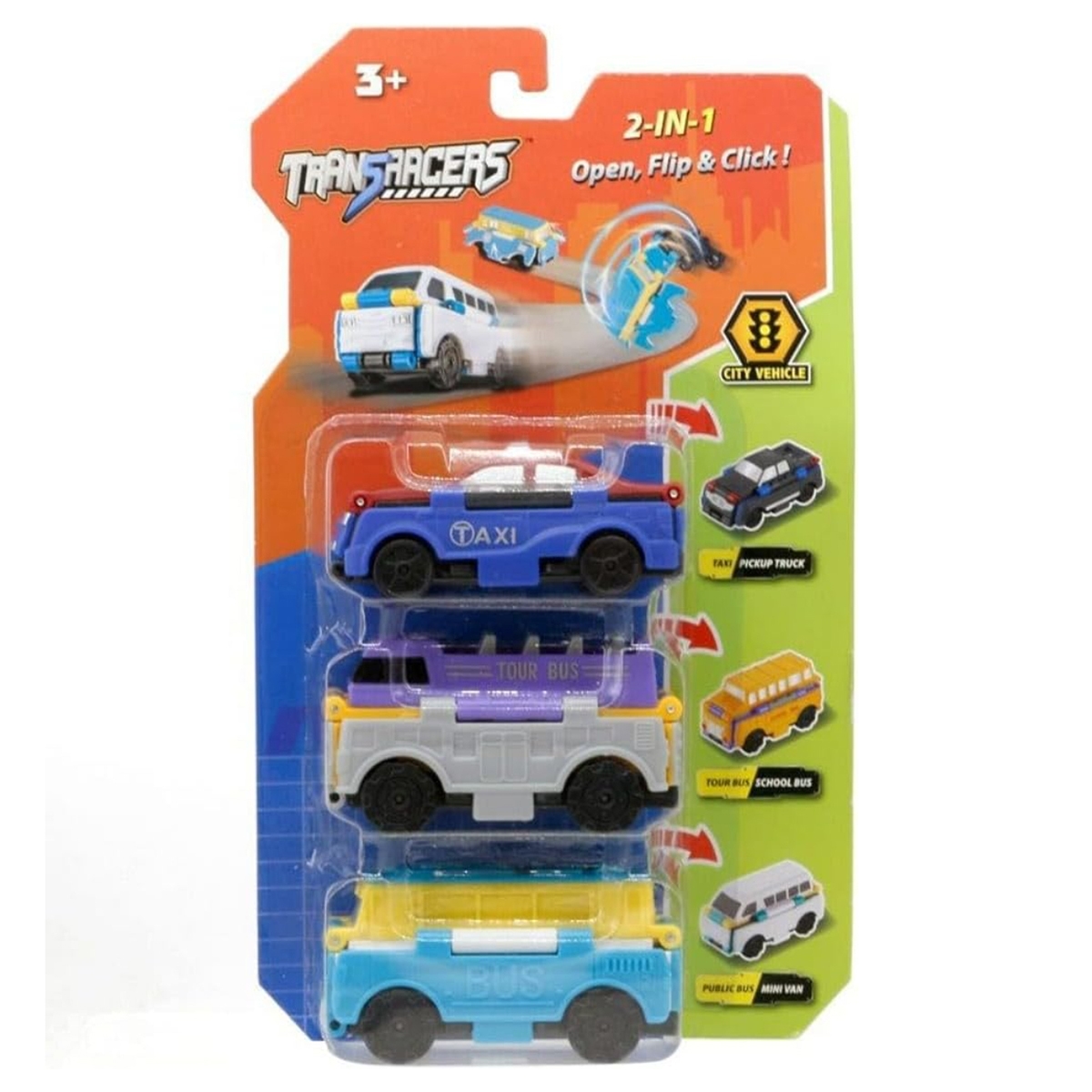 ترانسراكرز مركبات نقل مدنية 2 في 1 للأولاد، 3-4 سنوات، مجموعة من 3
