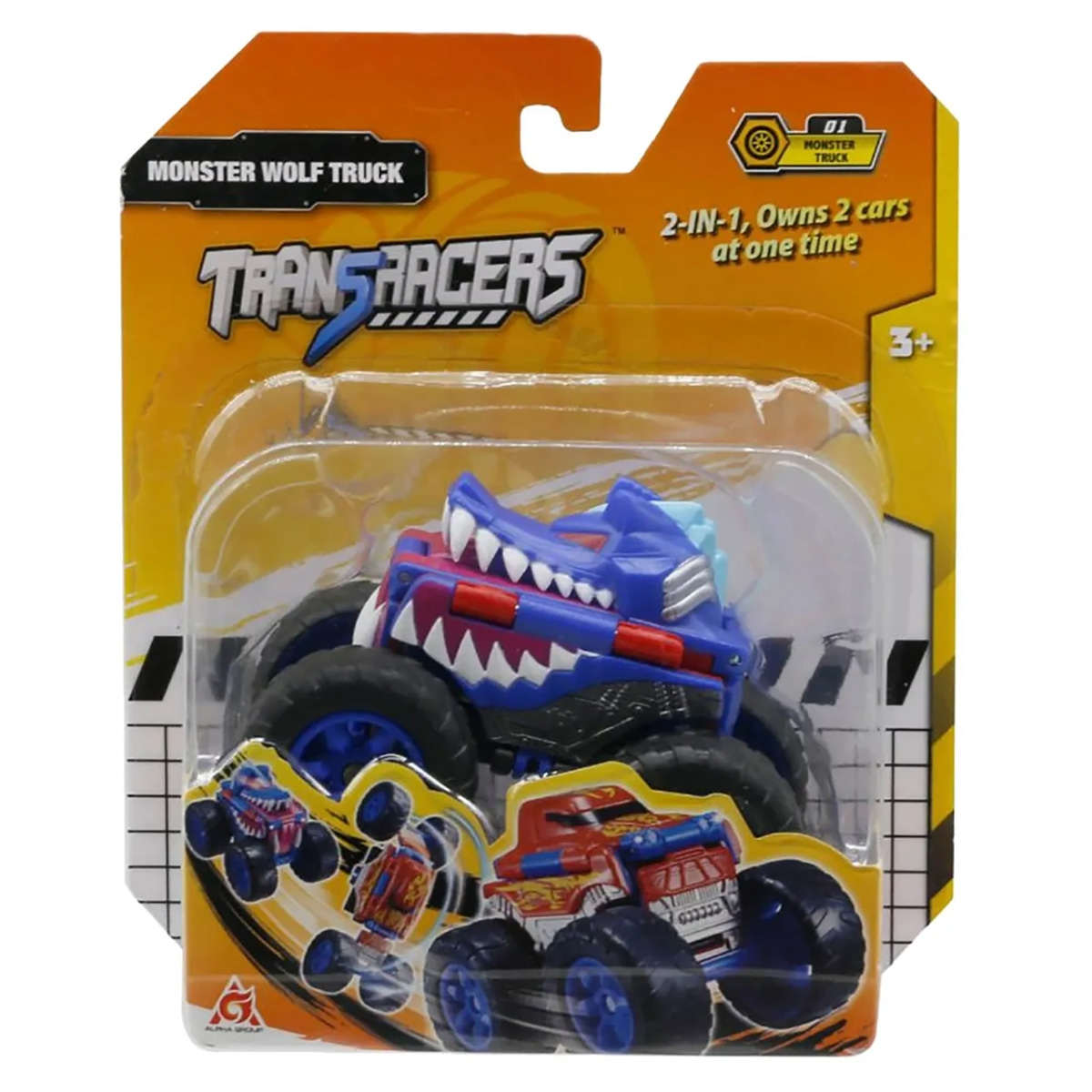 ترانزرايسر شاحنة وولف الوحشية 2 في 1 القلابة للأولاد، 3-4 سنوات