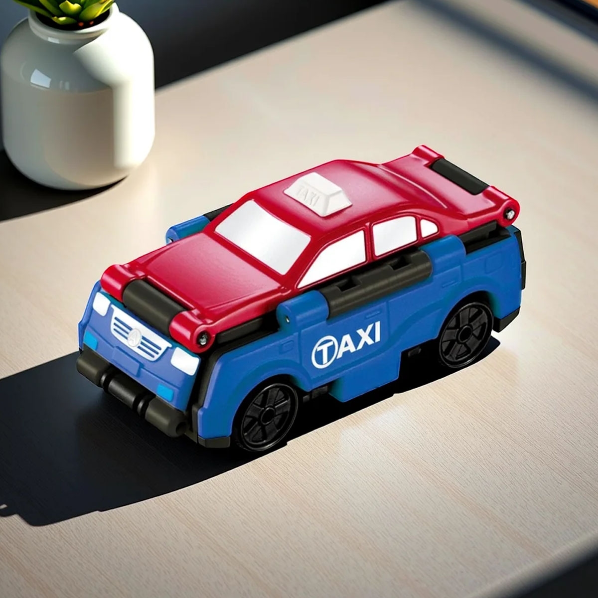 ترانسراكرز مجموعة سيارات مدينة 2 في 1 (تاكسي وشاحنة) متنوعة للجنسين، 3-4 سنوات