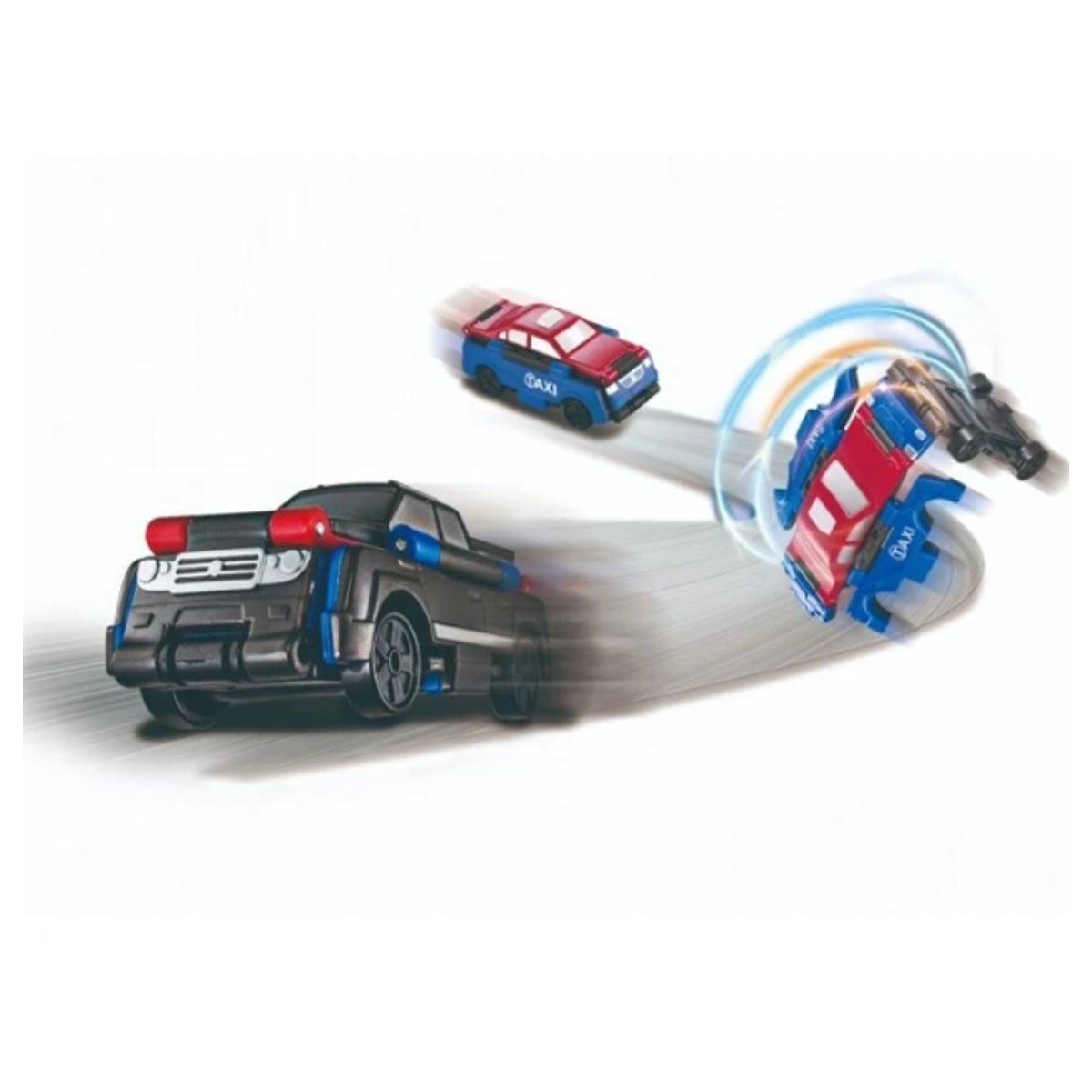 ترانسراكرز مجموعة سيارات مدينة 2 في 1 (تاكسي وشاحنة) متنوعة للجنسين، 3-4 سنوات