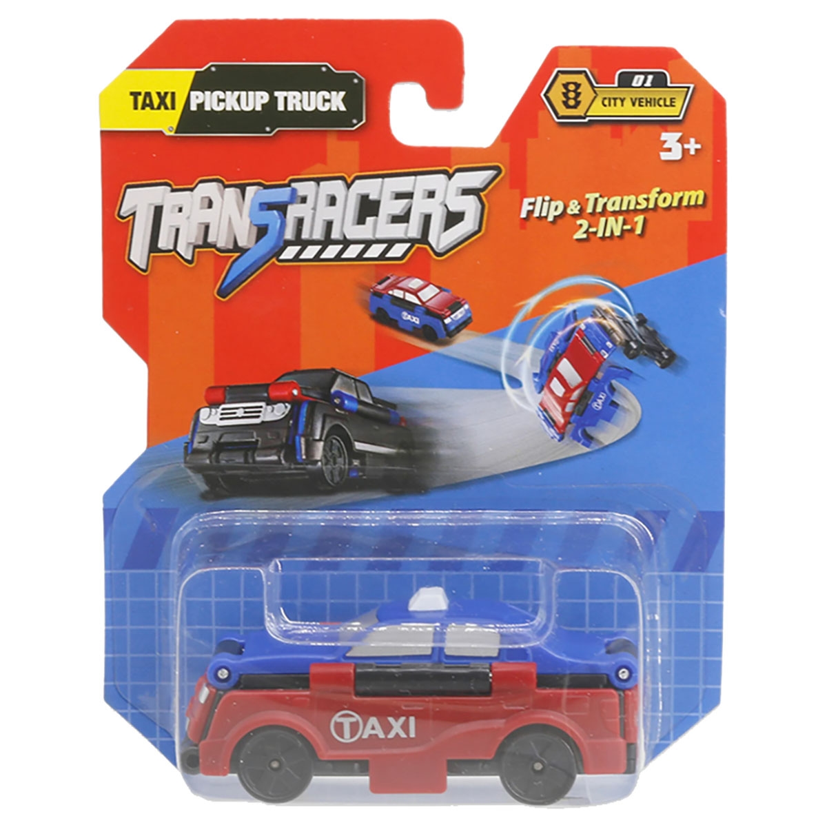 ترانسراكرز مجموعة سيارات مدينة 2 في 1 (تاكسي وشاحنة) متنوعة للجنسين، 3-4 سنوات