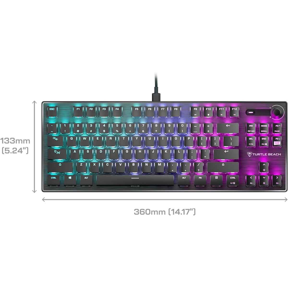 تيرتل بيتش أسود لوحة مفاتيح ألعاب فولكان تي كي إل آيمو لينيار