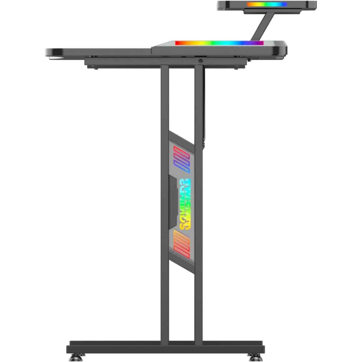 تويستد مايندز مكتب ألعاب RGB بسطح مزدوج بشكل حرف T