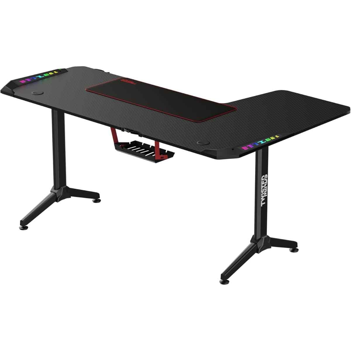 تويستد مايندز واريور أسود مكتب ألعاب RGB شكل حرف L يسار
