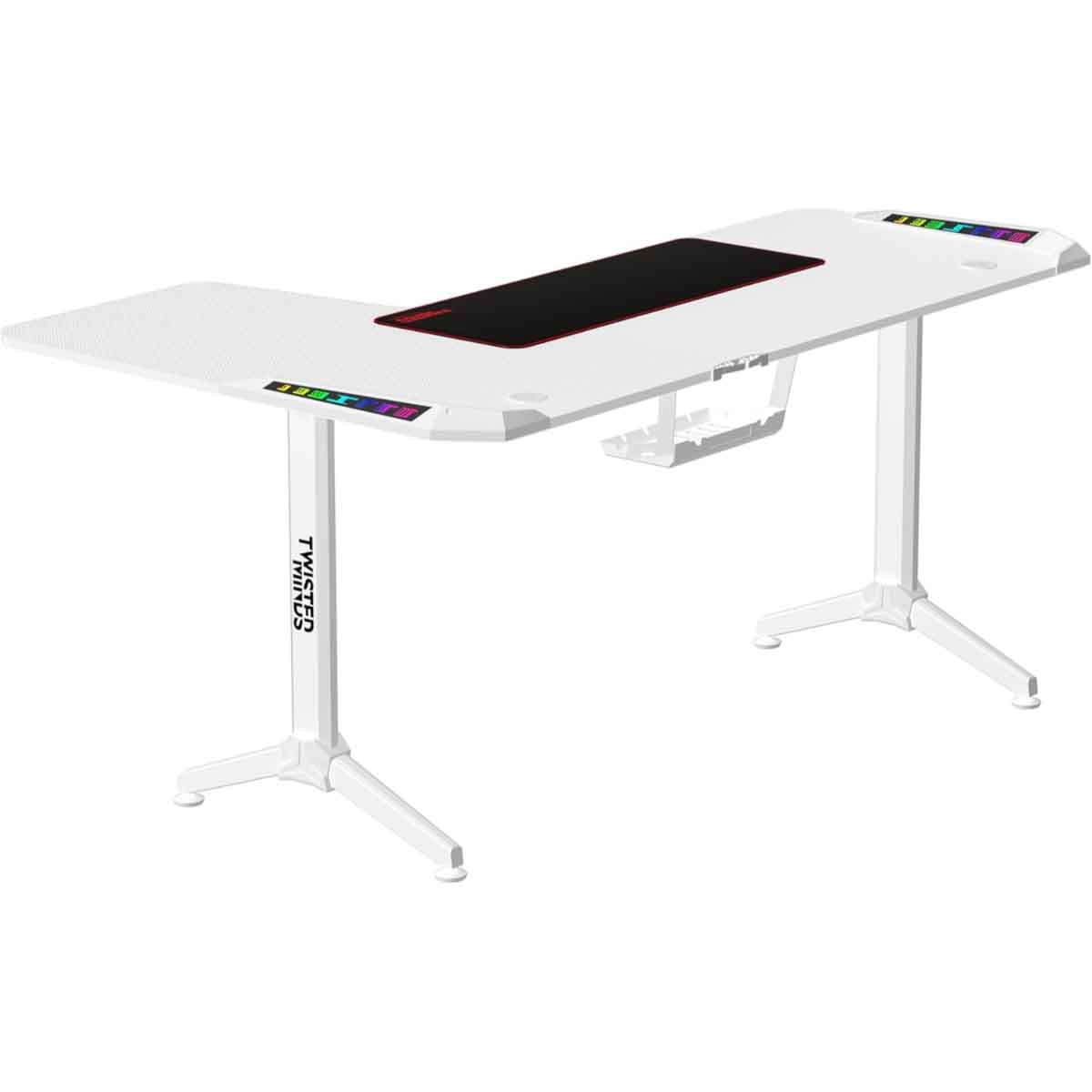 تويستد مايندز واريور أبيض مكتب ألعاب RGB شكل حرف L يمين