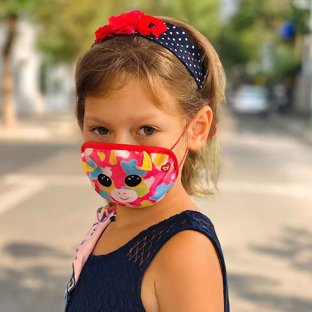 تاي بياني بو كمامة وجه يونيكورن فانتازيا للجنسين من عمر 3-4 سنوات