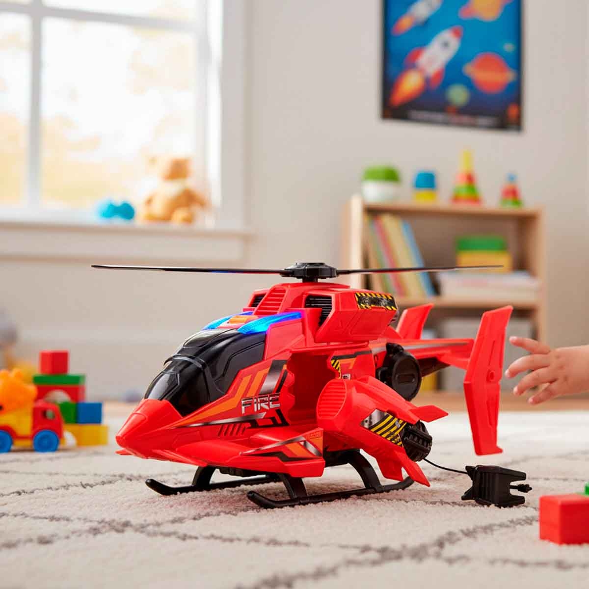 تيمسترز مجموعة مين ماشينز مروحية إطفاء مع أضواء وأصوات للجنسين، 3-4 سنوات